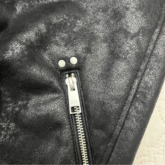 Armani Exchange AX Men’s Black Moto Jacket Faux Sherpa Lined Size M - Picture 9 of 16